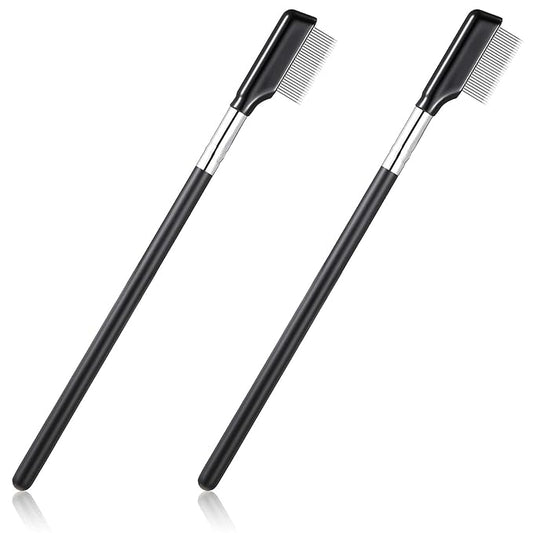 Metal Eyelash Brush 2 Pieces Grooming Eyelash Separator Mascara Metal Separated Lash Make up Brush Comb Cosmetic Separator Curler Eye Makeup Tool for Women