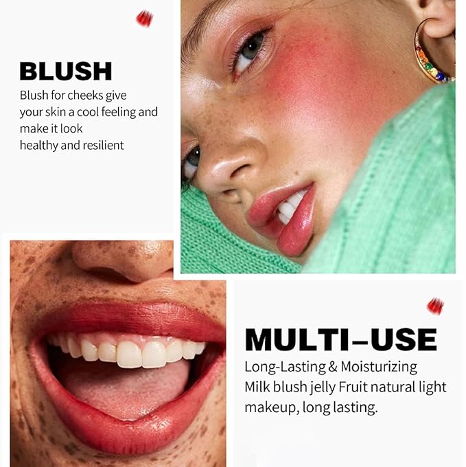 Cooling Water Jelly Tint Blush, Multi-Use Juicy Lip + Cheek Tint, Hydrating & Bouncy Jelly Texture, Long-lasting Sheer Color, 0.32 oz (# 01, 0.32 oz)