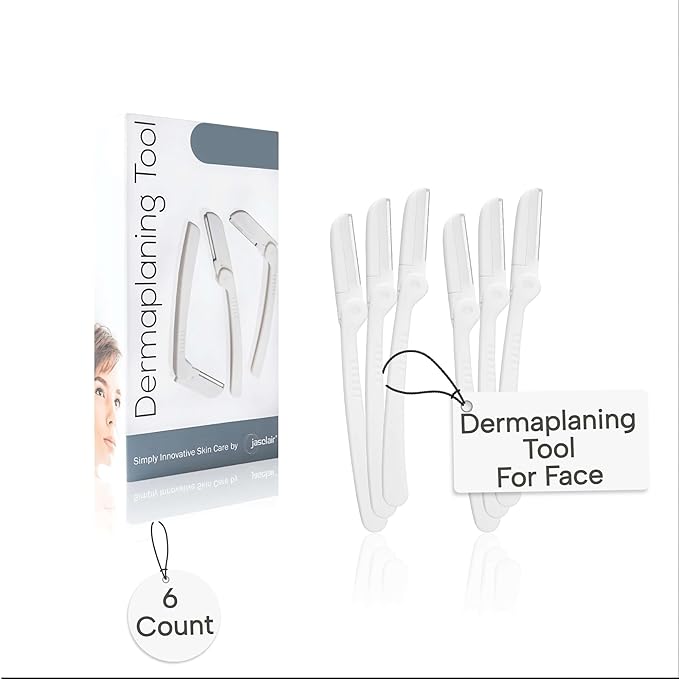 Jasclair Dermaplaning Razor (6 Count) – Face Razors for Women for Peach Fuzz, Eyebrow Shaping & Gentle Exfoliation – At-Home Facial Shaver for Smooth Skin and Flawless Makeup Prep