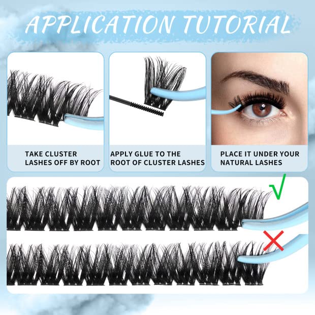 Lash Clusters 84 Pcs Cluster Lashes Eyelash Clusters DIY Cluster Eyelash Extensions Individual Lashes that Look Like Eyelash Extensions Natural Look Thin Band & Soft (Cirrus,D-12)