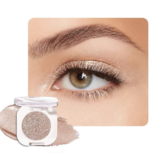 Light Nude Brown Single Glitter Eyeshadow Makeup, Neutral Powde Eye Shadow for Women, Nude Shimmer Singles Eyeshadow Palette Pigmented Waterproof, Girls Monochrome Eyeshadows Gift