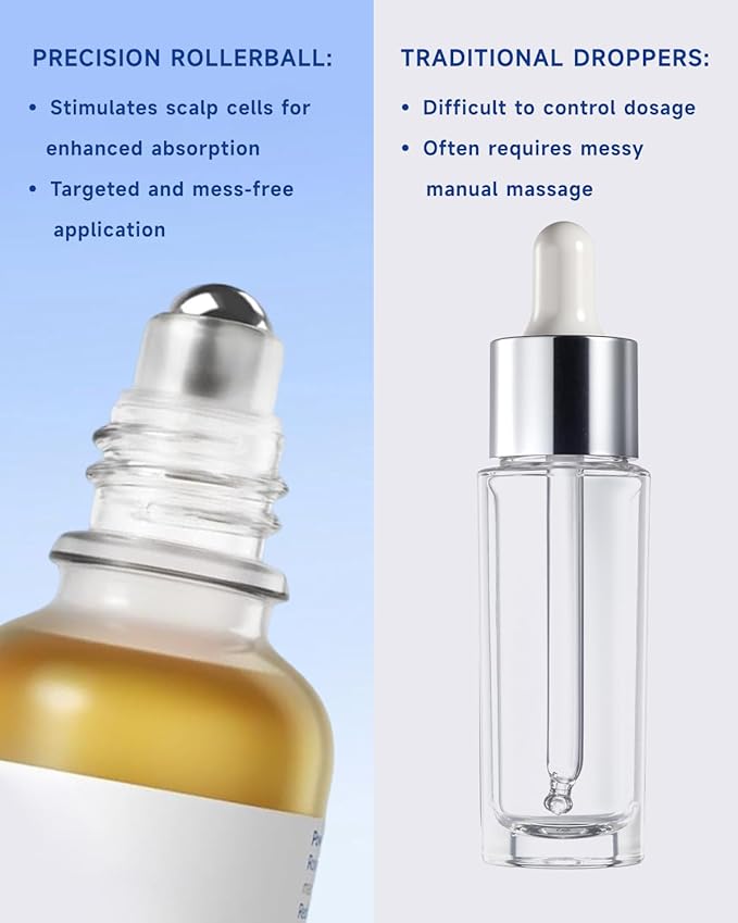 Hair Growth Serum Roll On with Rosemary, Redensyl, Biotin, AnaGain & Niacinamide,No-Rinse & Non-Greasy For All Hair Types (1.01 fl.oz 1Pack, 3% Rosemary)