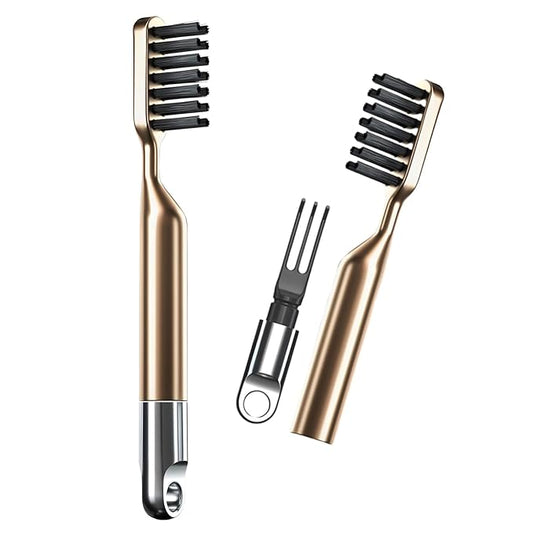 Hair Brush Comb Cleaning Tool Comb,2-in-1 Hair Brush Cleaner Tool, Portable Remover Rake for Removing Hair Dust, Home and Salon Use(Gold)
