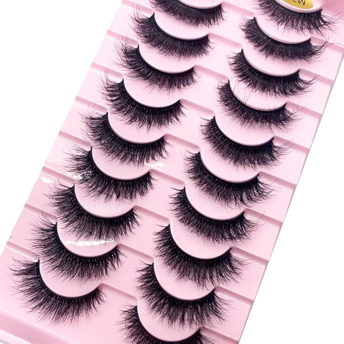 HBZGTLAD New 10 Pairs 3D Mink Lashes False Eyelashes Handmade Wispy Fluffy Long Lashes Natural Eye Makeup Tools Eye Lashes(M38)