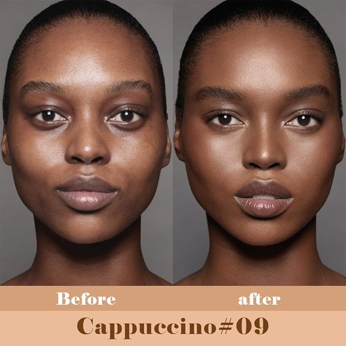 Liquid Concealer Makeup, Natural Coverage for Older Women, Under Eye Brightener Full Coverage Concealer for Dark Circles, Lightweight, Covers Oil-Free, Vegan & Cruelty-Free, 09 Cappuccino