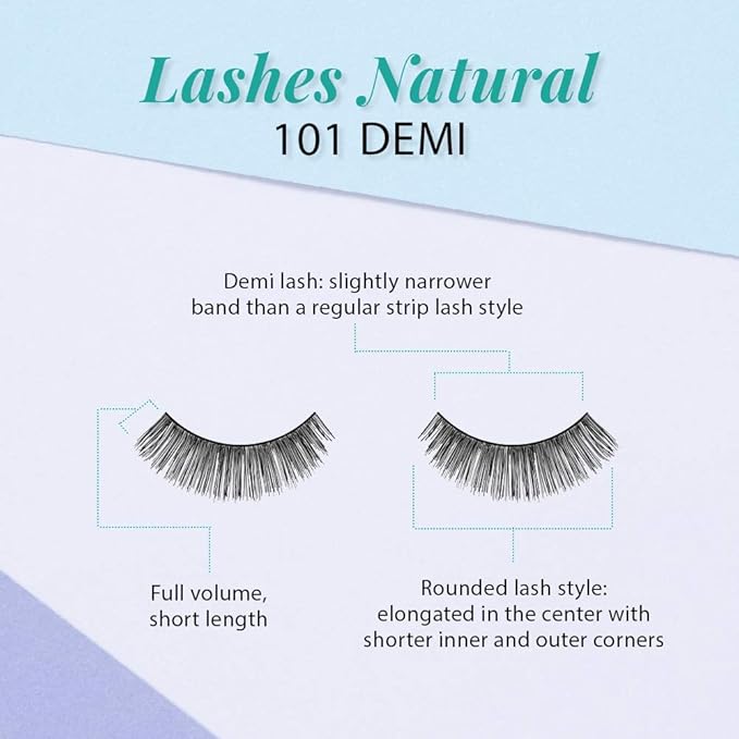 Ardell Natural Lashes False Eyelashes Demi 101 - Black, Full Volume, Rounded Strip Wispy Lashes for a Natural Look, 4 Pack