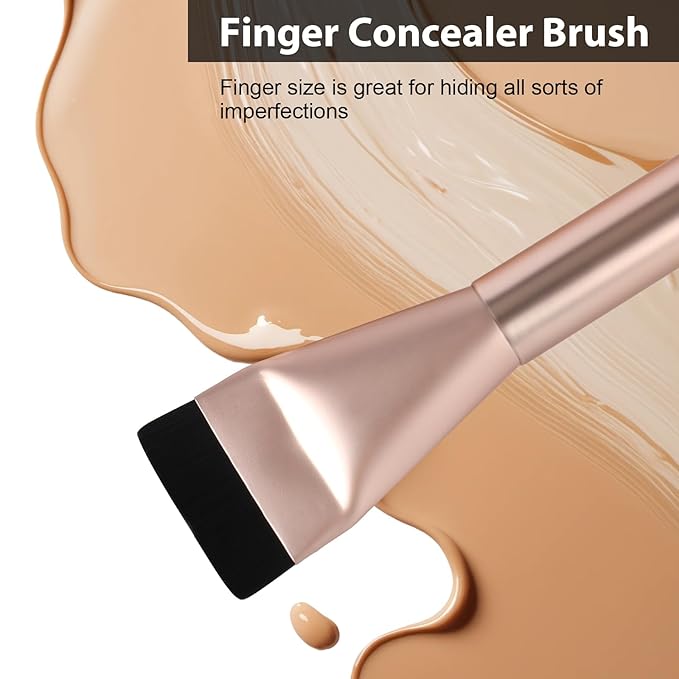 Flat Foundation Brush for Liquid Makeup,14CM Premium Fast Flawless Flat Top Kabuki Makeup Brushes Face Cosmetics Concealer Brush for Liquid, Blending, Powder, Cream, Powder, Blush, Buffing Rose Gold