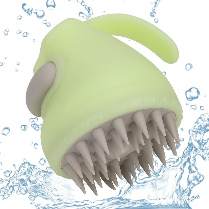 MOCHTERO Scalp Massager with Shampoo Dispenser, for Stress Relax Hair Growth,Handheld Hair Silicone Brush,Green