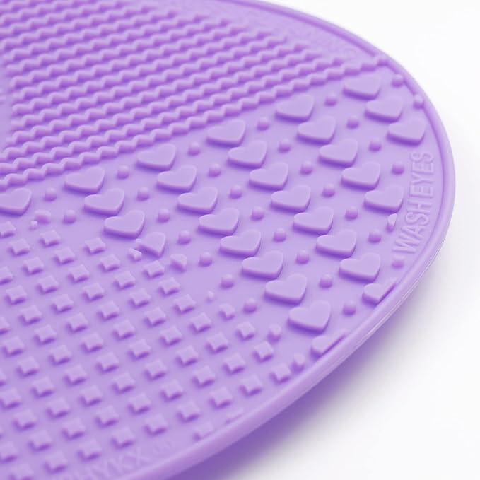 Makeup Brush Cleaner Mat Silicone Brush Cleaning Mat Big Size Make Up Brush Clean Pad with Suction Cup for Makeup Brush Cleaning (Purple)