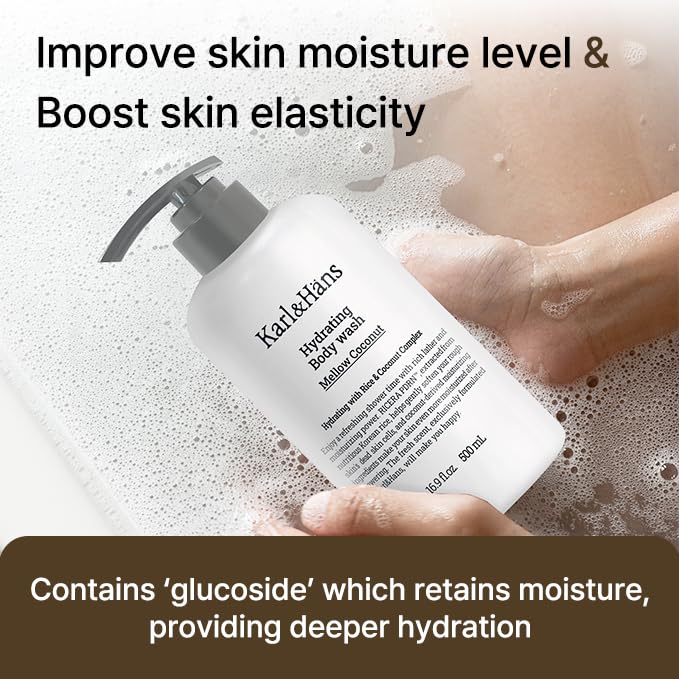 Karl&Hans Hydrating Body Wash – Refreshing Cleanser with Coconut-Derived Moisturizers, RICERA PDRN & Ceramide Complex, Pump Dispenser for Daily Ease (Fresh Mint)