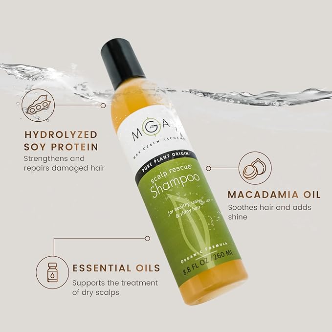 MGA Vegan Hair Shampoo - Organic Formula for All Types of Hair | With Natural Herbal Scent for Men & Women | Parabens Silicone & Sulfate Free Dandruff Shampoo Provides Frizz control | 8.8 Fluid Ounce