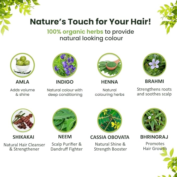 100% Organic Henna Hair Color – Natural, Chemical-Free Hair Dye for Rich, Vibrant Color & Gloss – Grey Coverage, Safe for All Hair Types, Vegan Non-Toxic, Herbal Hair Treatment (INDIGO)