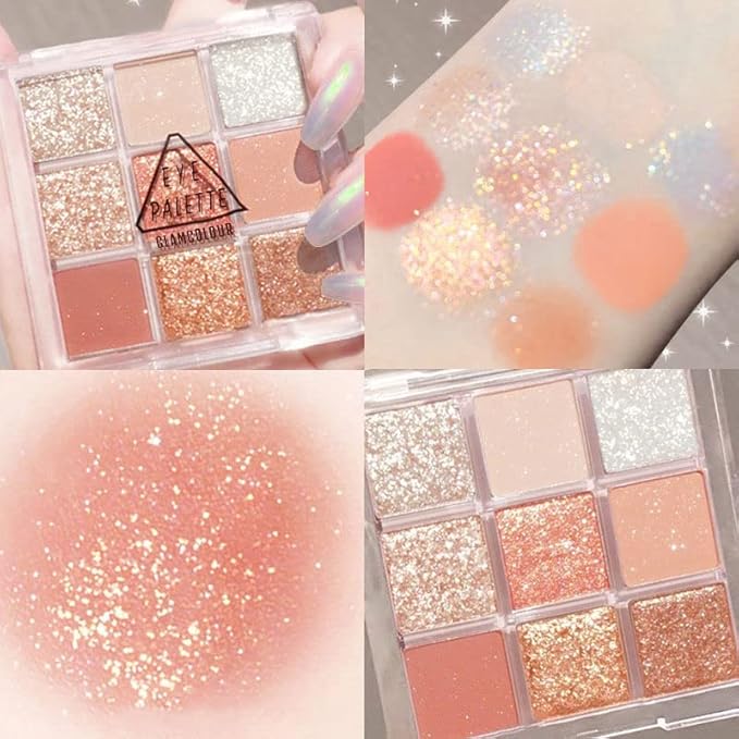 Kayswang 9 colors glitter eyeshadow palette makeup palette matte high pigment color cream texture natural eye shadow powder eye shadow palette in autumn and winter long lasting waterproof (matte pink)