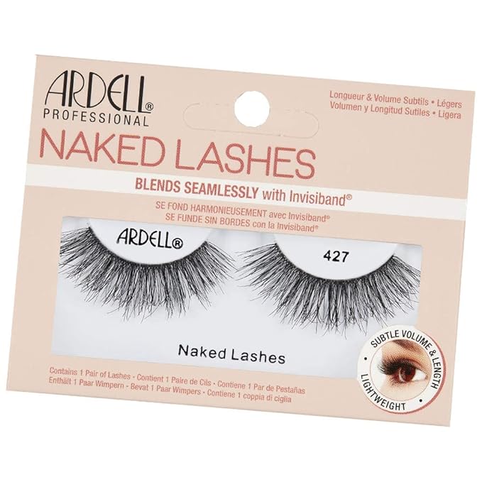 Ardell Naked Lashes Natural 427 with Invisiband – Lightweight, Natural False Eyelashes, Soft & Reusable Strip Lashes, 4 Pairs