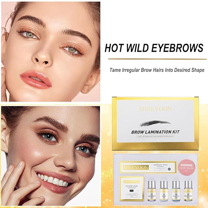 Brow Lamination Kit, Professional With Keratin, Lift and Shaping for 3D Natural Fuller Thicker Wild Eyebrows, Long Lasting Results for 6 Weeks (26 Piece Set)