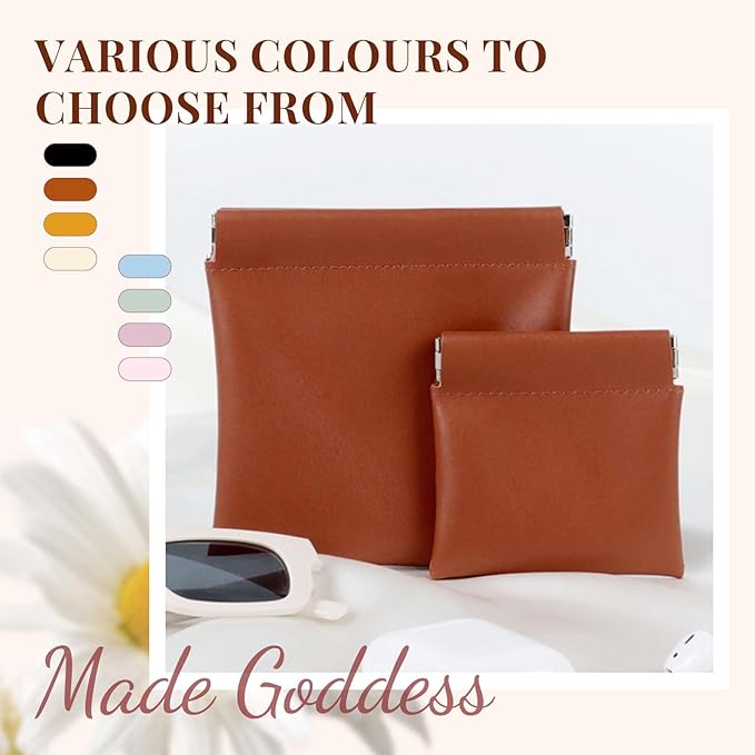 4 Pcs Leather Pouch for Purse, Snap Closure Self-Sealing Cosmetic Bag, Mini Waterproof Organizer for Makeup, Coins, Jewelry, Eyeglasses (B, 4.7X4.5 inches)