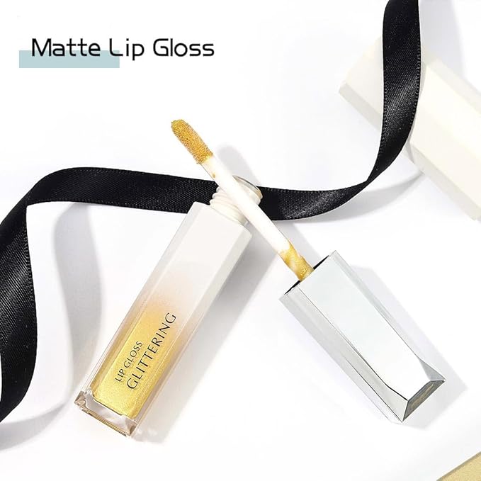 Kilshye Glitter Lipstick Matte Liquid Lipsticks Metallic Lip Glaze High Pigment Lipgloss Long Lasting Waterproof Lip Makeup for Women and Girls Pack of 1 (D- Gold 5)