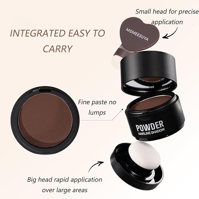 Hairline Powder Instantly, Fill In Fine or Root Touch up powder,Thinning Hair Instantly Thicker Touch Up for Windproof&Sweatproof, Darkroot touch up for Men & Women (MEDIUM BROWN丨0.14Ounce)