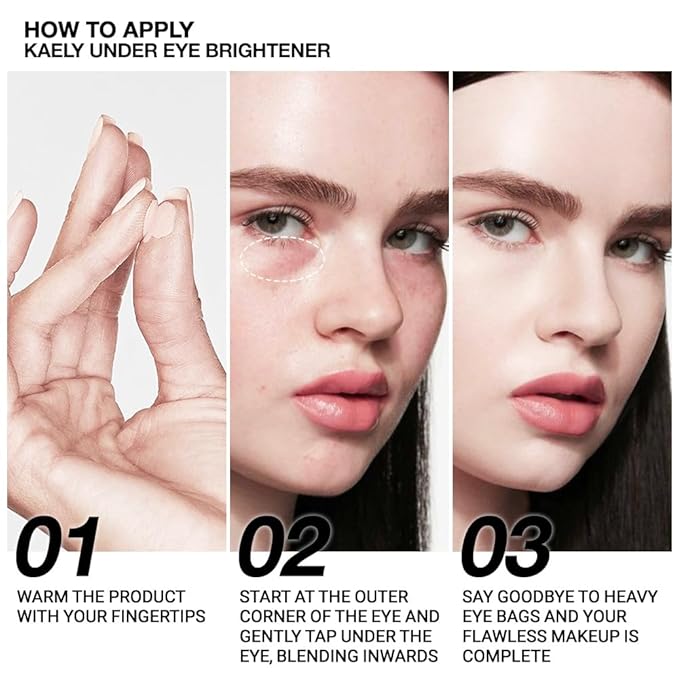 Kaely 2Pcs Shimmer under Eye Brightener, Conceal Brighten Dark Circles, Color Correcting Pot Concealer for Dark Circles, Waterproof, Vegan Makeup & Cruelty-Free, 03 Ivory White & 04 Light