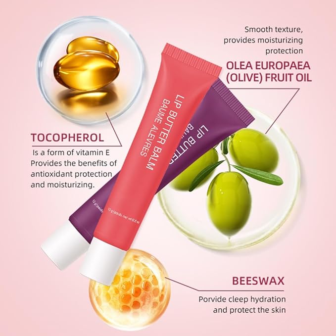 4Pcs Tinted Lip Balm Serum Makeup, Squeeze Hydrating Tint Lips Balms Serum Cosmetic, Women Care Glossy Nourishing Plumping Lip Stain Gloss Lipstick Suitable for dry lips, Set02(#3+#5+#6+#7)