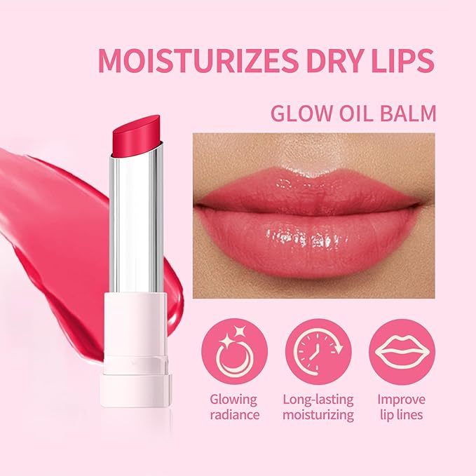 CHIFURE Tinted Lip Balm, Hydrating Lipstick, Moisturizing Lip Color, Anti-Wrinkle Lip Treatment with Deep Hydration, Shine & Glowy Finish Tinted Lip Makeup