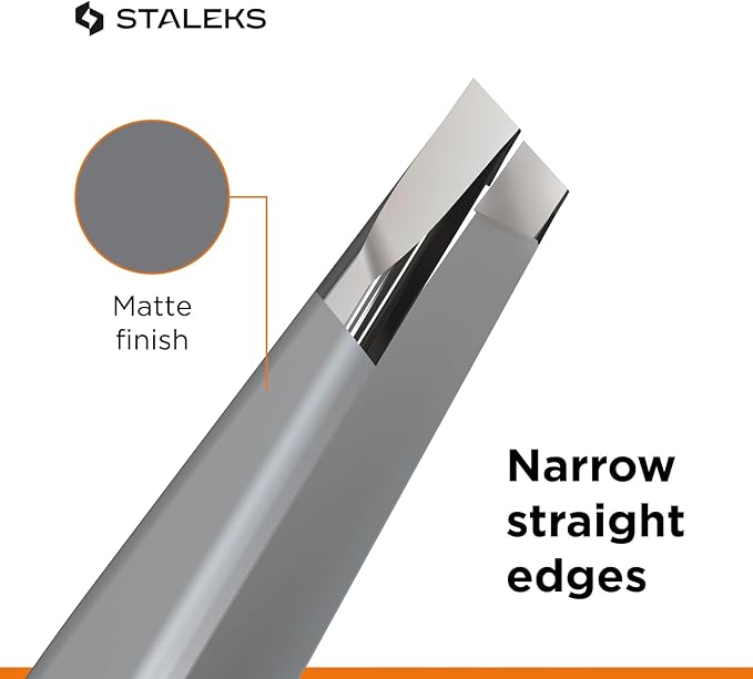 Staleks Pro Eyebrow Tweezers Expert 10 Type 3 – Wide Beveled Edges– Professional Stainless Steel Tweezer – Precision Hair Removal – Comfortable Grip – Manual Sharpening