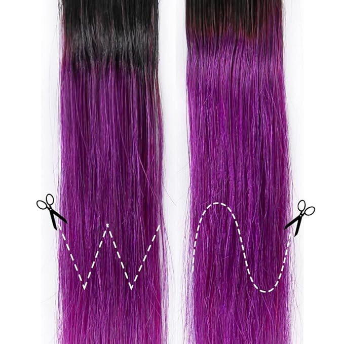 Winsky Purple Ombre Clip in Ombre Colored Hair Extensions 100% Real Human Hair - Hairpiece for Women Clip on 5 Pieces/set (18 Inch,1B-Purple)