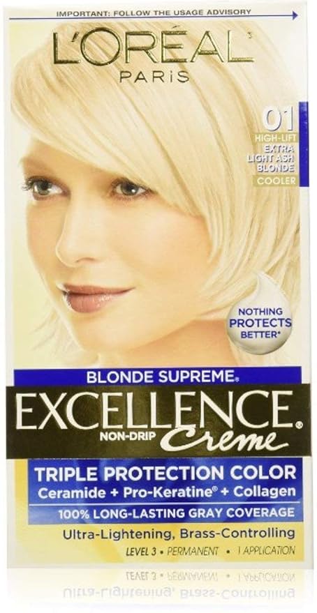 L'Oreal Paris Excellence Creme Haircolor, Extra Light Natural Ash Blonde [01] (Pack of 2)