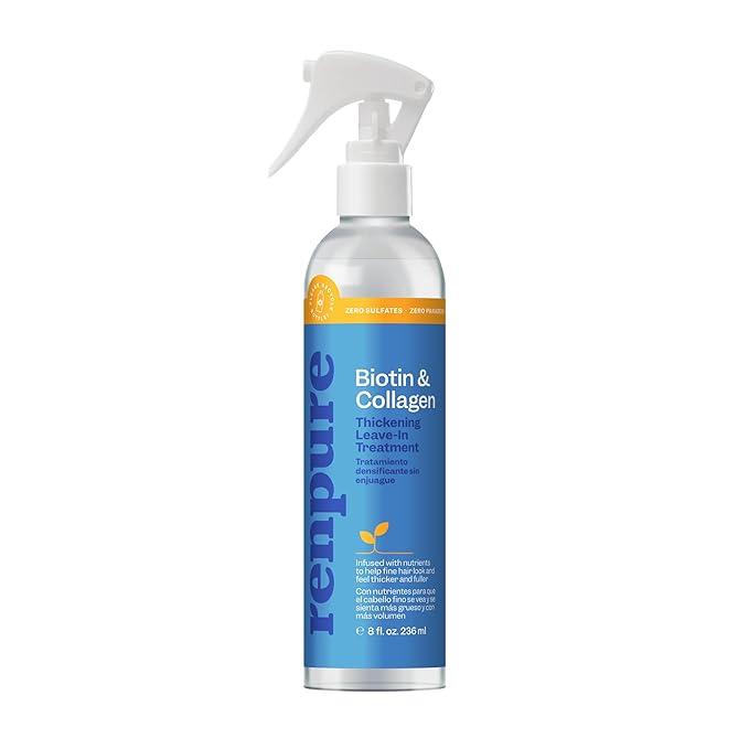 Renpure Biotin & Collagen Leave-In Conditioner Treatment - For Fuller, Thicker Looking Hair That Shines - For Fine, Thin or Limp Hair - Vitamin B7 (Biotin), Collagen - 8 Fl Oz