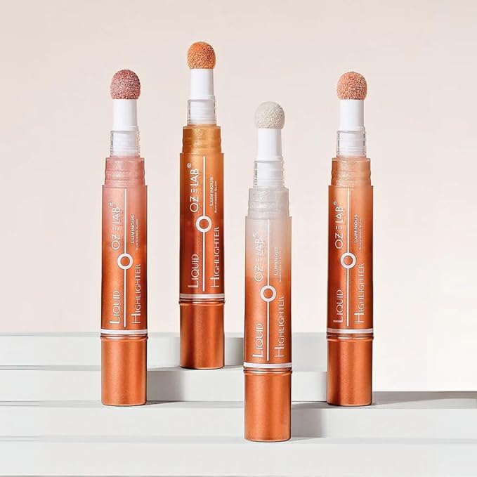 Angelo Glow Liquid Highlighter Wand Gold – Buildable Illuminating Makeup Stick for Face and Body – Radiant Finish ，6ML/0.21FL.OZ，PACK OF 1