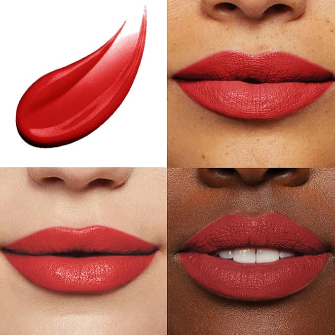 evpct 1Pcs Fire Red Matte Liquid Lipstick Lip Stain Sets for Women, Skull Face Bright Ruby Red Matte+Lipstick Long Lasting Permanent 24 hr Hours Magic Lipstick 24 Hours original Waterproof, 14#