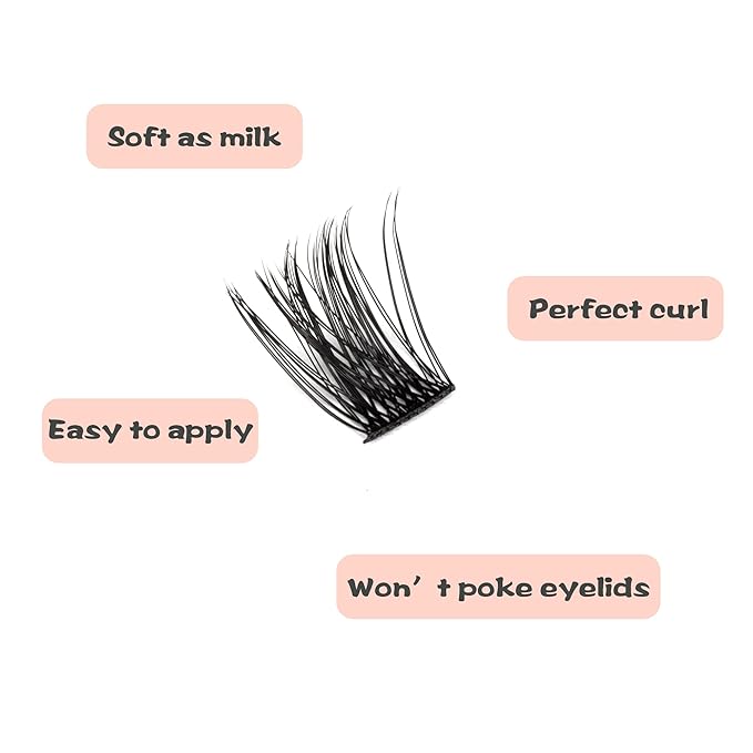 Lash Clusters 144 PCS Individual Lashes 12mm Eyelash Clusters D Curl Thick Cluster Eyelash Extensions Natural Wispy Cluster Lashes Reusable Volume Lash Clusters Lasting Lash (QD-12mm)