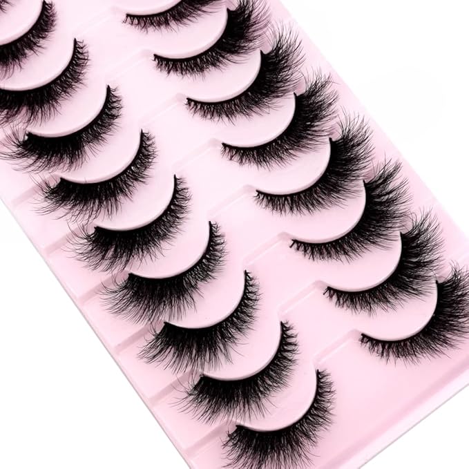 HBZGTLAD New 10 Pairs 3D Mink Lashes False Eyelashes Handmade Wispy Fluffy Long Lashes Natural Eye Makeup Tools Eye Lashes(6DF03)