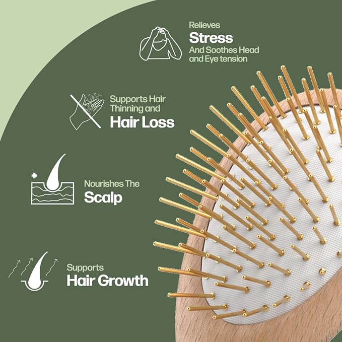 Uffy Acubrusher – 24K Gold-Plated Gua Sha Hair Brush | Ergonomic Scalp Massager for Dandruff & Hair Growth | For All Hair Types | Ideal Gift Choice in Sunshine Yellow