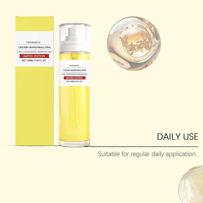 Hair & Body Perfume Mist, Long Lasting Women's Fragrance - Warm Sugar Body Fragrance Mist, Freshen Hair, Vegan and Cruelty Free, 100mL