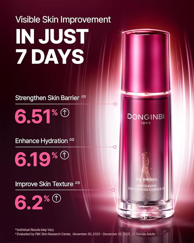 Donginbi Red Ginseng Daily Defense Special Set - Firming Cream(0.85 floz) & Korean Red Ginseng Essence(2.03 floz), Skin Barrier Repair Serum for Dry Skin, Korean Skin Care Gifts for Women