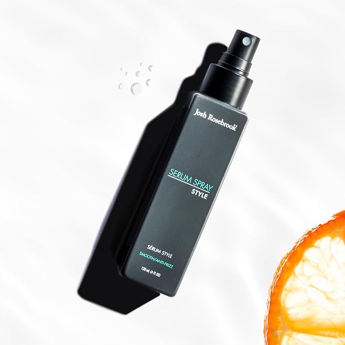 Josh Rosebrook Serum Spray - anti-frizz, wave and curl smoothing and defining hair styling spray that also performs as a nourishing, herbal-active scalp treatment - 120 mL - 4 Oz