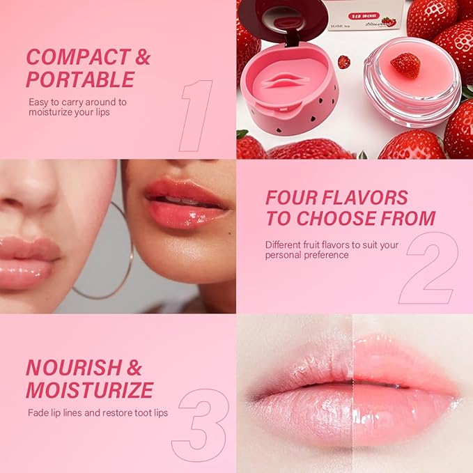 1 Pack Watermelon Lip Balm Honey Pot, Vitamin E Lip Masks & Moisturizing Propolis Sleeping Lip Mask, Effective Reduces Lip Lines Prevention Dry Lip Care