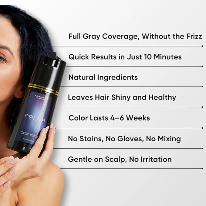 Polar Haircare - Hair Dye Shampoo Dark Brown for Gray Hair Shampoo Dye For Women & Men Natural Dye Kit - Hair Dye Product - Vegan Hair Color 6.76 Fl Oz Shampoo Dye Hair Color Dark Brown Hair Dye