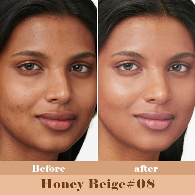 Liquid Concealer Makeup, Natural Coverage for Older Women, Under Eye Brightener Full Coverage Concealer for Dark Circles, Lightweight, Covers Oil-Free, Vegan & Cruelty-Free, 08 Honey Begie