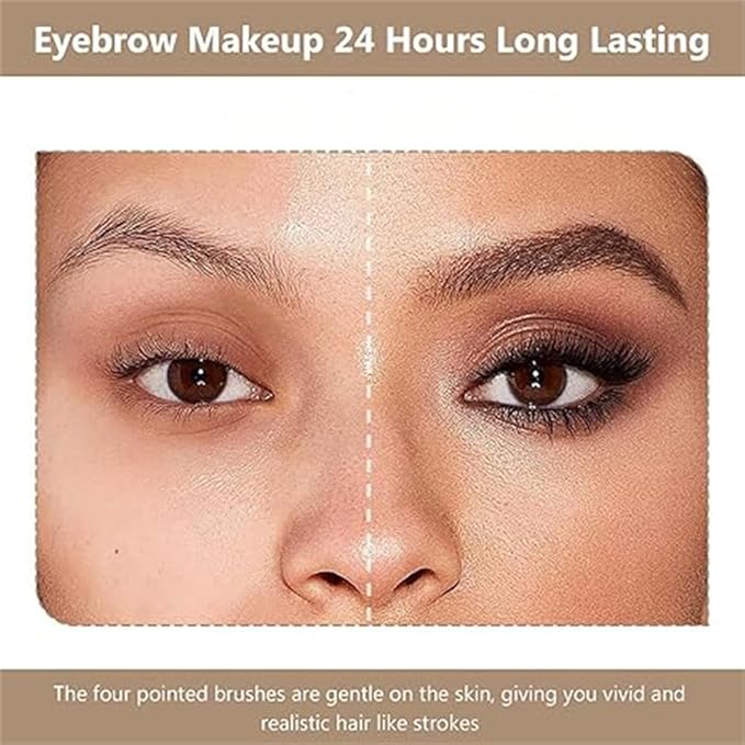 2Pcs Waterproof 3D Microblading Eyebrow Pen, 4 Tip Precision Brow Pencil, Smudge-Proof 24H Eyebrow Contouring Pen for Women, Long-lasting Eye Brow Makeup (2pcs-02 Dark Brown)