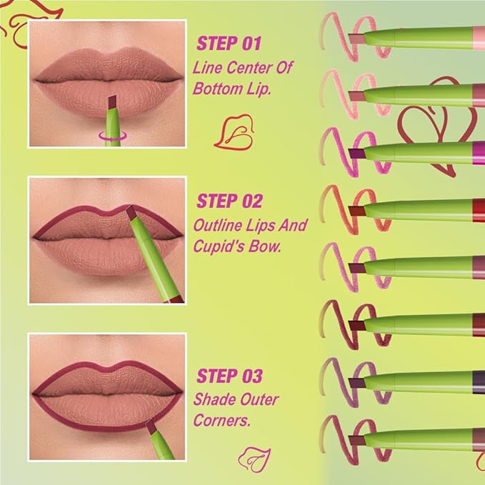 evpct Dark Wine Red Triangle Lip Liner Pencil Stick for Women, Retractable Lips Liner Pen Triangle Tip for Sculpting Filling Plumping, Longwear Lipliners Pencil Vegan Cruelty Free Lip Filler Plumper