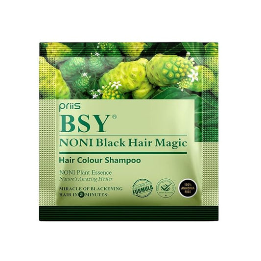 Hair Color Shampoo (12ml x 6 Sachets) | Ammonia-Free Natural Permanent Hair Color for Men and Women | 5 Minutes Noni Fruit Dye