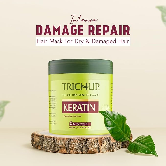 TRICHUP Keratin Hair Mask - Deep Hair Conditioner for Dry, Damaged, Frizzy Hair - Split Ender, Hot Oil Hair Treatment, Hair Repair Hydrating Masque - Sulfate Free Keratin Treatment (16.90 fl oz)