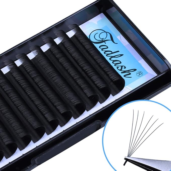 Volume Lash Extensions FADLASH D DD Curl Easy Fan Volume Lashes 0.07mm Self Fanning Eyelash Extensions 8-18mm Length Easy Fan Lashes (0.07-D, Mix Tray 9-16mm)