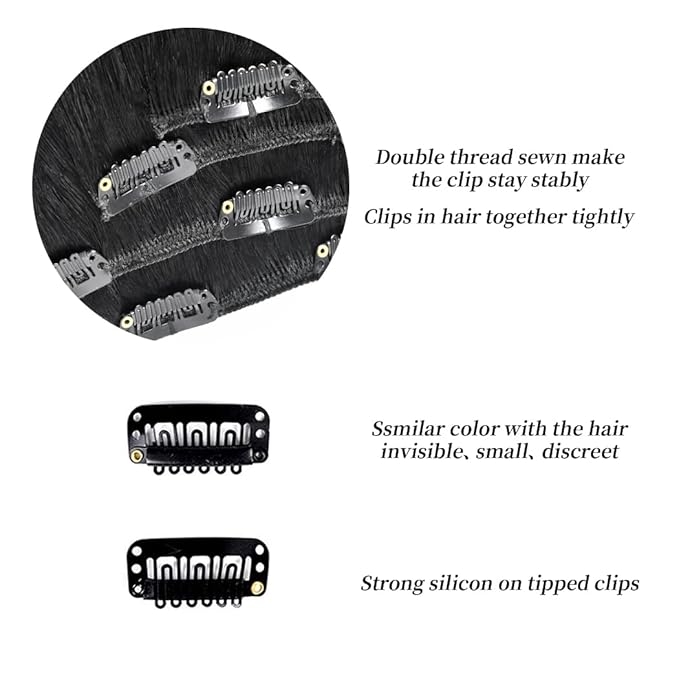 14" Clip in Hair Extensions Remy Human Hair for Women - Silky Straight Balayage Clip on Real Hair Extensions 50grams 4pieces (14inches, #(1BT4) P1B)