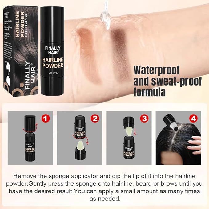 Compact Size Finally Hair Hairline Powder, Root Touch Up. Gray Away, Color Your Part, Fill In Your Beard, Make Beautiful Eyebrows (Medium Brown)