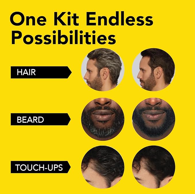 Cleverman Hair & Beard Dye Kit for Men, All-in-One Reusable Mens Hair Color, Natural Gray Coverage, Ammonia-Free Beard Mustache Dye for Men (Dark Brown for Black Men)