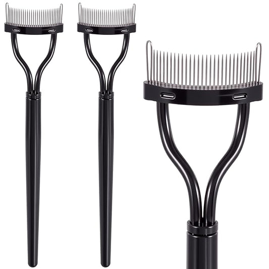 2 Pcs Metal Eyelash Separator Tool, Eyelash Comb Separator, Mascara Applicator, Lash Separator Tool for Defined Lashes, Brows (Black)