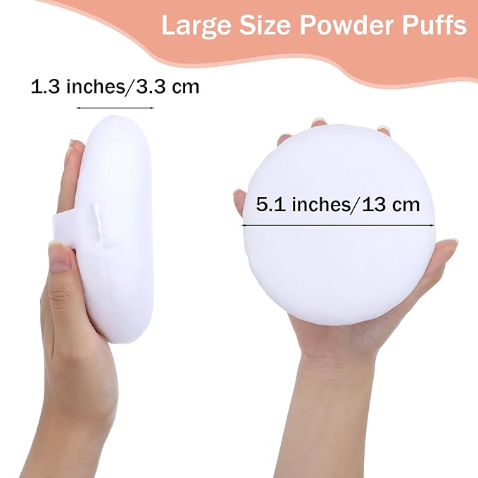 4 Pcs 5 Inch Pink Body Powder Puff Large Loose Talcum Powder Puff Pink Soft Air Cushion Makeup Blending Sponges for Liquid Cream Foundation Women Bath Body Makeup Face Round